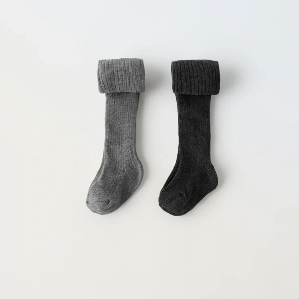 NWT. Zara Grayish Two-Pack of Rib Tights. Size 6-12 Months.